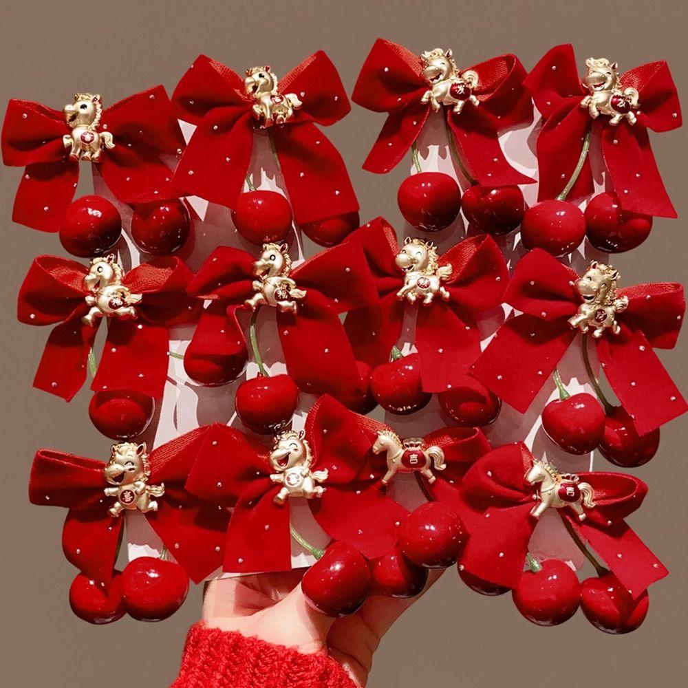 2pcs/set Hanfu Headwear Chinese Style Red Barrettes Cute Ancient Style Hair Clip  Winter