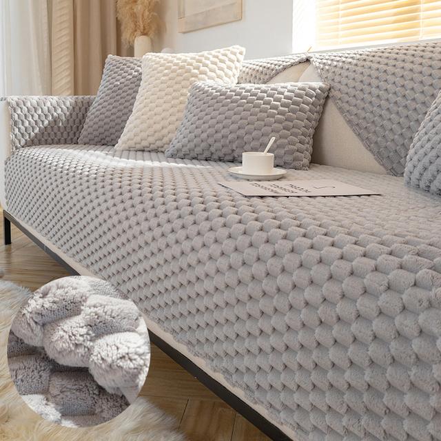 

European Super Soft Plush Sofa Towel Cover Non Slip L Shaped Couch Cover For Living Room Bay Window Pad A 70x70cm 1pc