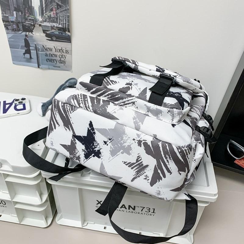 Star Graffiti Print Student Schoolbag Unisex Backpack