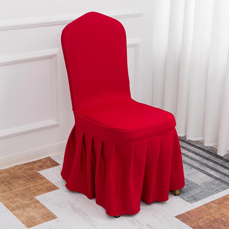Solid Color Thick and Highly Elastic Stretch Chair Cover Wedding Pleated Skirt Style Chair Covers Suitable for Hotel Party and Banquet Decoration