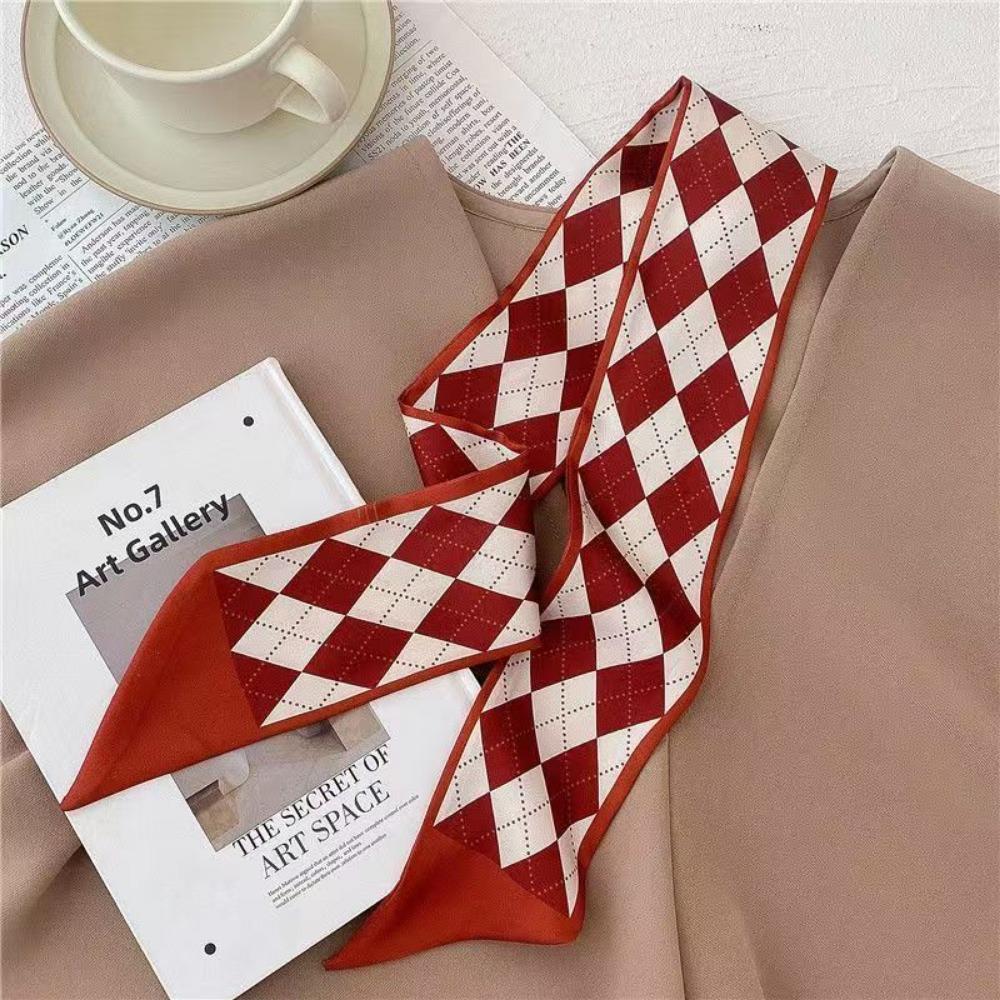 Fashion Luxury Skinny Silk Scarf Women, Bag Scarf Neckerchief Headband