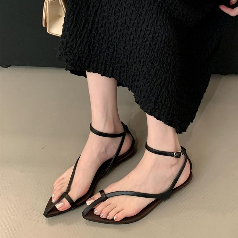 Fashion Novelty Designer Ankle Strap Clip Toe Sandals Women Narrow Strap Wedge Low Heel Slippers Women Cozy Summer Beach Gladiator Shoes