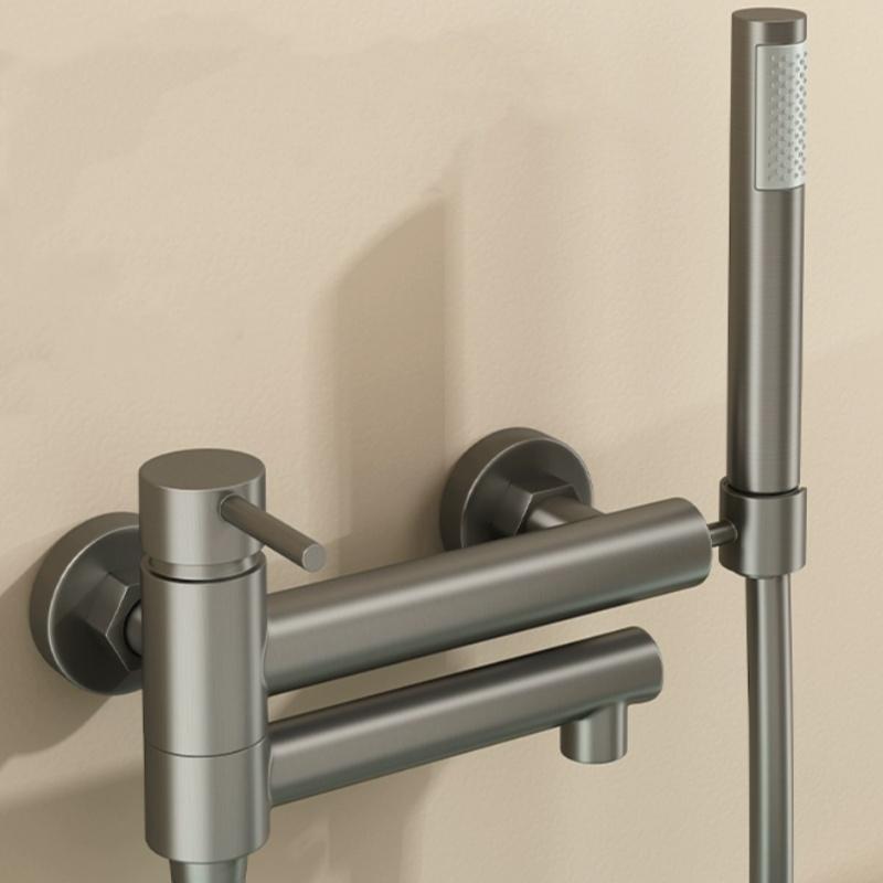 Baterie Cadă Duș Baie cu Pipa Rotativă pentru Cadă și Duș de Mână Alamă Montat pe Perete Amestecător Apă Caldă Rece Robinet Cadă