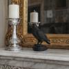 Nostalgie 3D Printed Crow Statue, Gothic Dark Academia Bird Sculpture, Matte Black Raven Figurine, Stable Rock Base for Desk Display Cabinet,