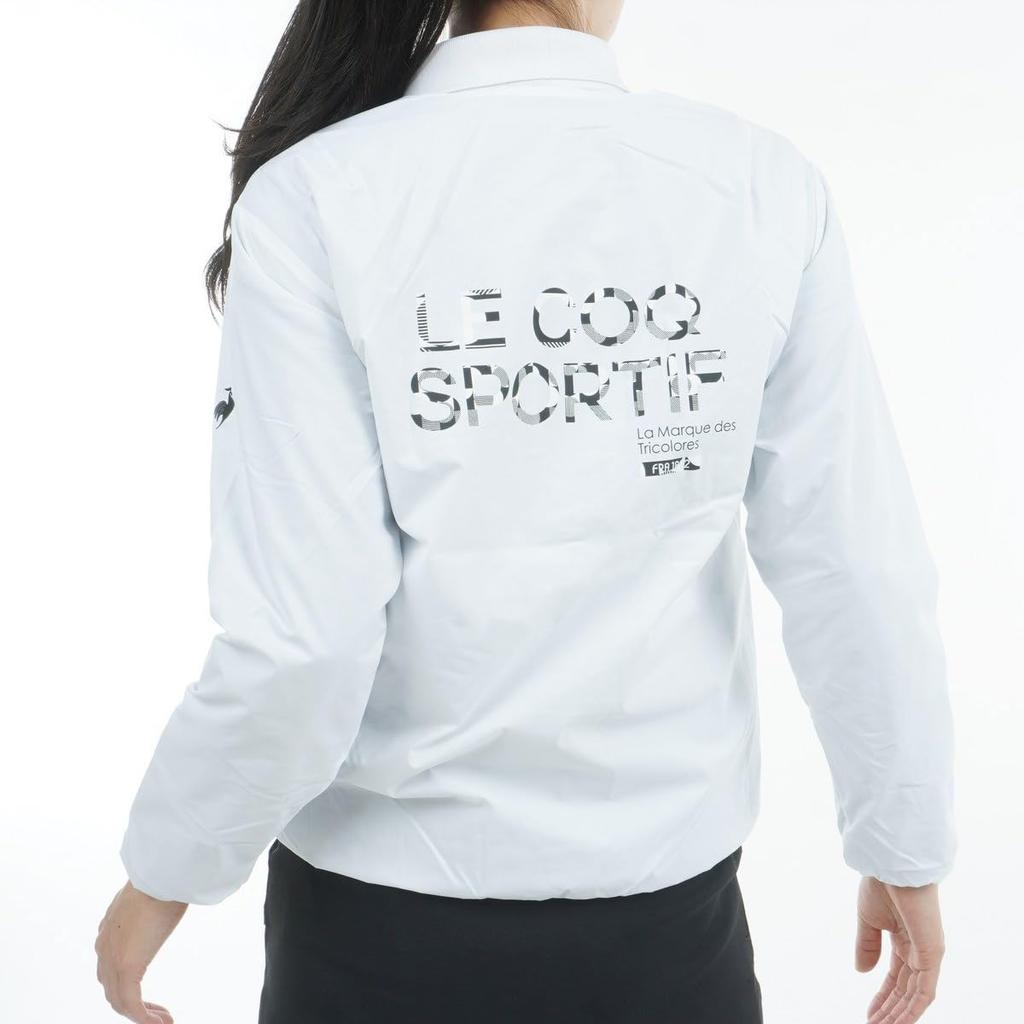 Le Coq Sportif Golf Stretch Forcer Collarless Heat Cold Size M Blouson, Windproof, Navi, Weather, Golf, Women's, LG4FWB01L, White,