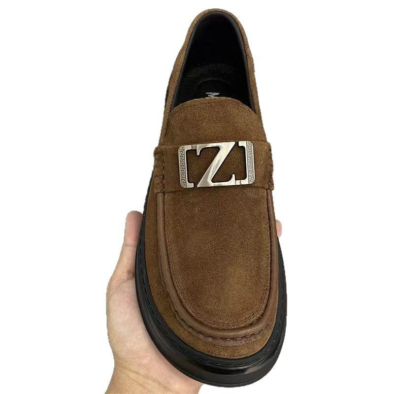 New men's shoes lazy business hollow casual leather shoes men's thick-soled versatile leather breathable Doudou shoes