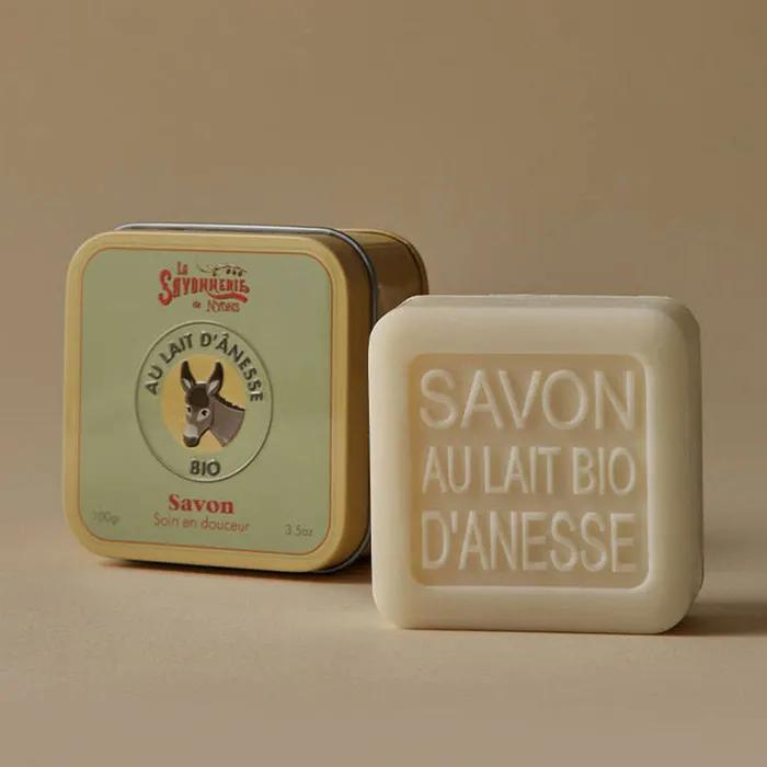 French Natural Cleansing Soap Tin Case Donkey Milk 100g
