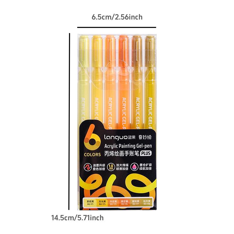 6pcs Acrylic Paint Markers Gel Ink Vintage Marker Liner 1.0mm Fine Tip DIY Craft Painting Drawing Stationery Gift
