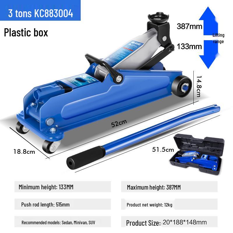 2-Ton Horizontal Hydraulic Car Jack for SUVs – 3T Tire Change Tool