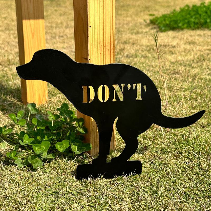 1pc Cast Iron Sign Garden Ground Plug Card Yard 'don't' Warning Grass Decor Stop Dogs Cats from Pooping On Your Lawn Sign