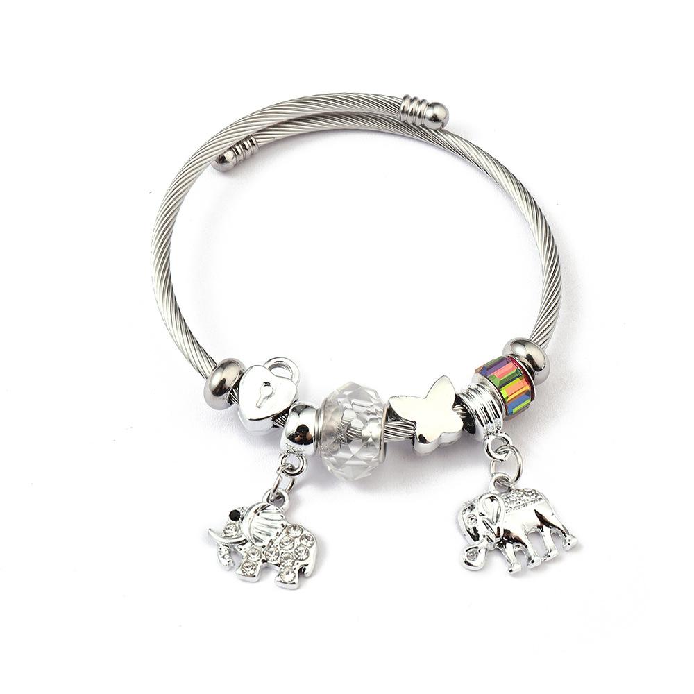 

Shining Crystal Beaded Stainless Steel Bracelet Elegant Festival Jewelry Gift for Women