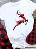 (Asian Size) style cartoon cute Merry Christmas tee Top festival New Year Holiday Casual Lady Short Sleeve Fashion Women Print Graphic T-shirts