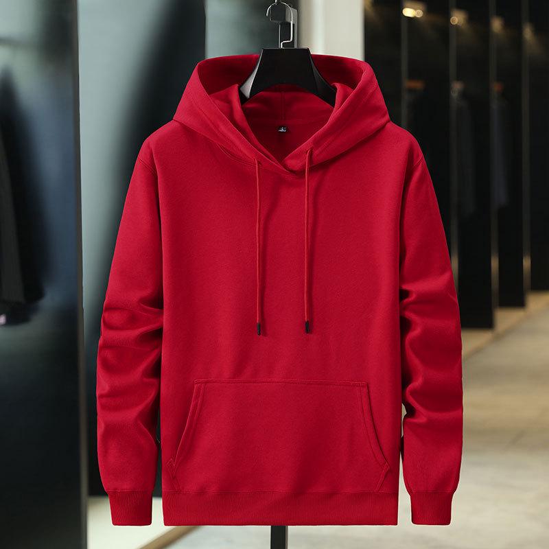 2026 Autumn/Winter Unisex Fleece-Lined Hooded Sweatshirt: Youth Fashion Trend, Solid Color, Versatile, Thickened Design.