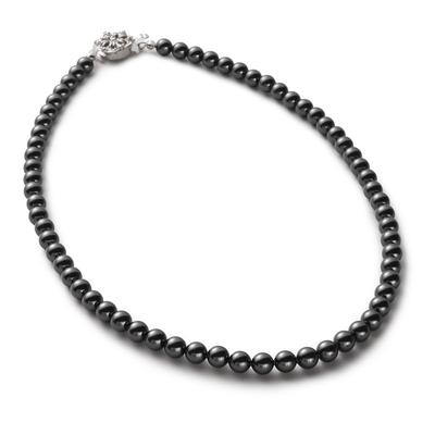 Pearl Long Necklace Grand Premium Pearl Necklace for Women 42cm 6mm Gray X Silver [VOTRE COUTURE]