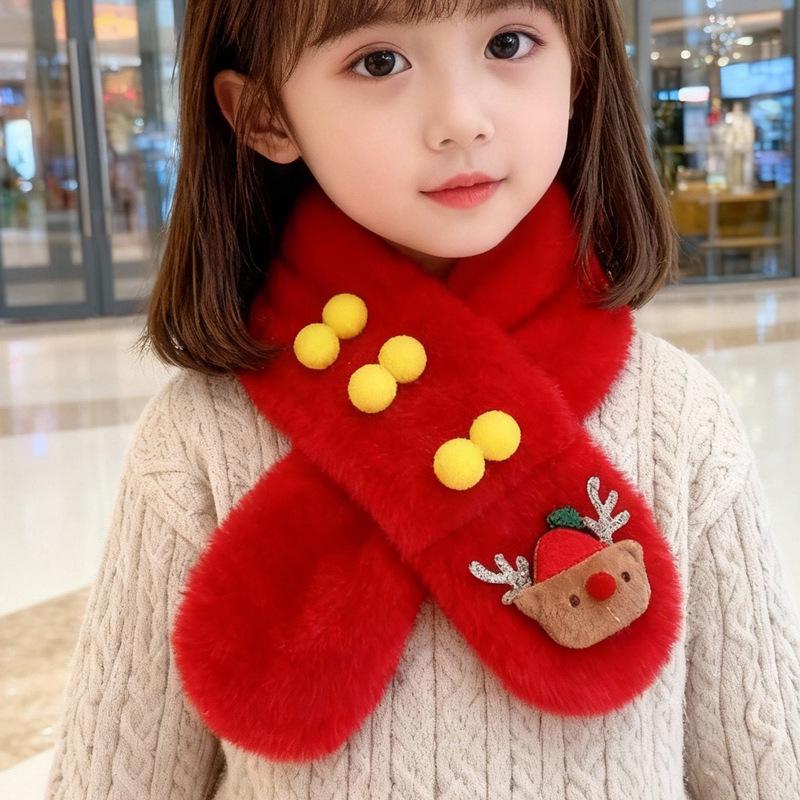Sciarpa di Peluche Natalizia Invernale: Scaldacollo Carino in Pelliccia Sintetica a Cartoni Animati per Bambini
