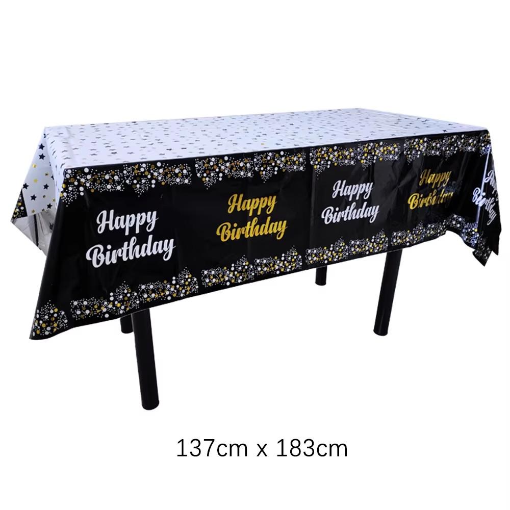 Happy Birthday Disposable Tablecloth Dot Star Printed Rectangle Desk Cloth Wipe Table Cover for Birthday Party Baby Shower Decor