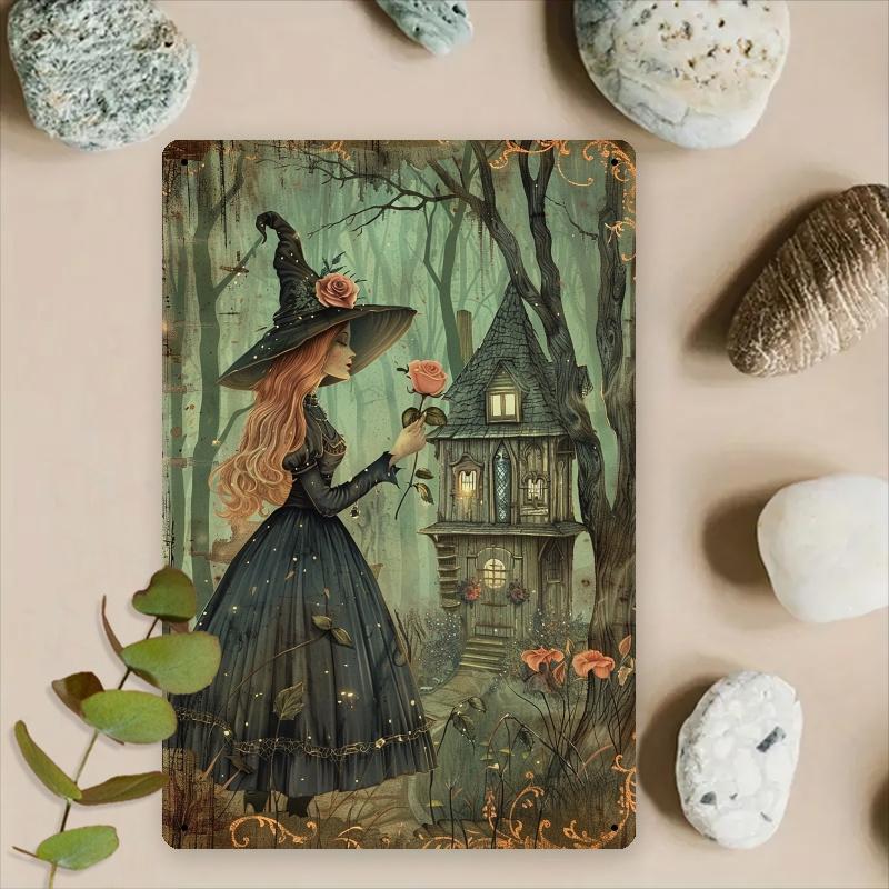 

Chic Witch-Themed Metal Wall Art - 8x12 Vintage Tin Sign with Pre-Drilled Holes, Easy to Hang | Perfect for Bedrooms, Bathrooms 20x30cm（7.8x11.8inch）