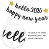 Hello 2026 Banner, Home Office Celebrations Party Decorations Happy New Year Party Hanging Sign New Year's Eve Bunting Supplies Black Glitter