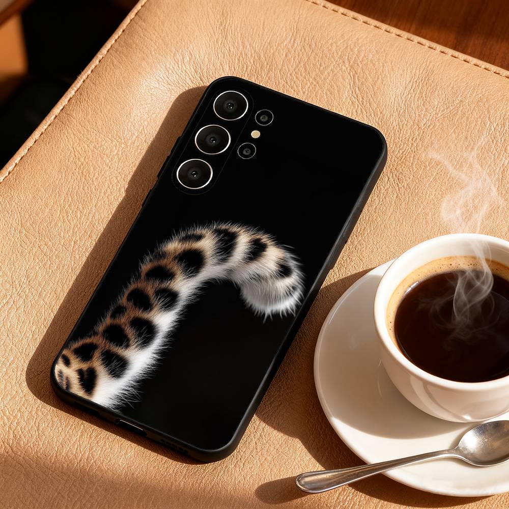 L-Luxury F-Fashion Leopard Print Phone Case For Samsung S26,S25,24,23,22,30,21,10,9,Ultra,Plus,Lite,Black Soft Case