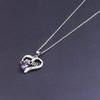 Open Heart Mom Letter Engraved I Love You Heart Stone Pendant Thin Link Chain Mother Gift Neck Jewelry