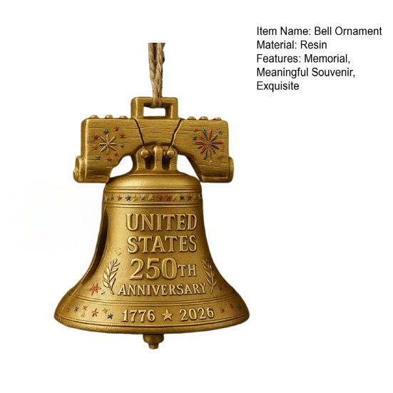 US 250th Anniversary Liberty Bell Money Holder Commemorative Bell Ornament Christmas Money Holder for Cash Patriotic Memorial Gifts for Collectors