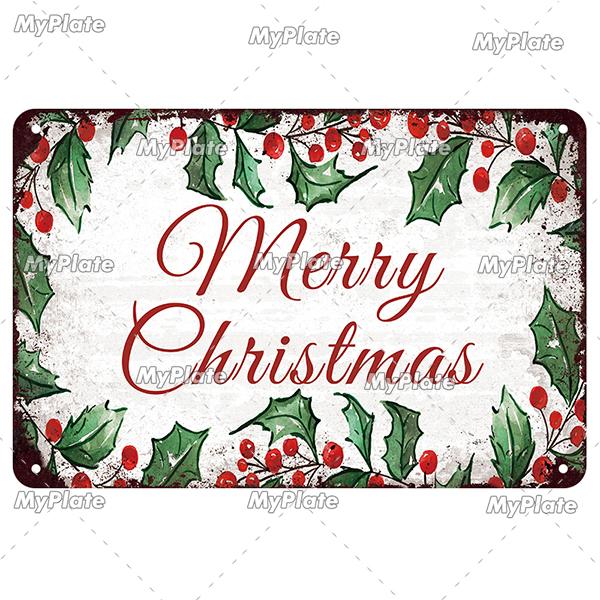 [MyPlate] Christmas Metal Sign Vintage Tin Sign Bar Decorative Plaque Home Decor Bar Wall Sticker Party Poster Gift