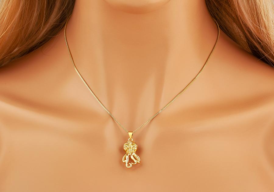 Nidin Trendy Cool Style Octopus Shape Charm Pendant Necklace For Female Male Copper Inlaid Zircon Jewelry Daily Party Gifts
