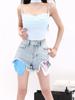 2024 Summer Retro Hot Girl A-line Loose Denim Shorts Office Lady Y2k Causal High-waist American Style Slim Shorts Korean Fashion