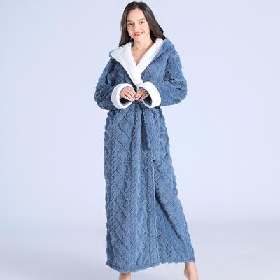 Roupão longo térmico feminino de inverno, roupão grosso e quente de lã coral, quimono, roupão de banho, camisolas plus size