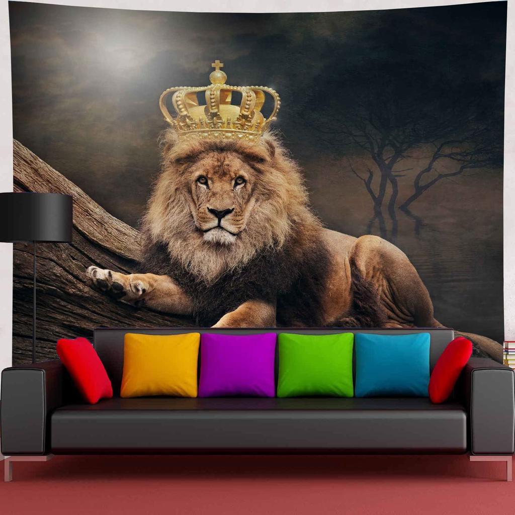 Lion Tapestry Star Lion Tapestry Hippie Art Animal Wall Hanging Tapestry Galaxy Vivid Tapestry