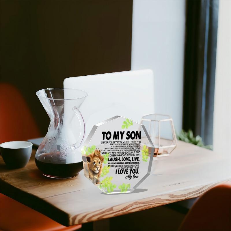 "To My Son" Clear Acrylic Sign - Heartfelt Gift from Mom for All Occasions