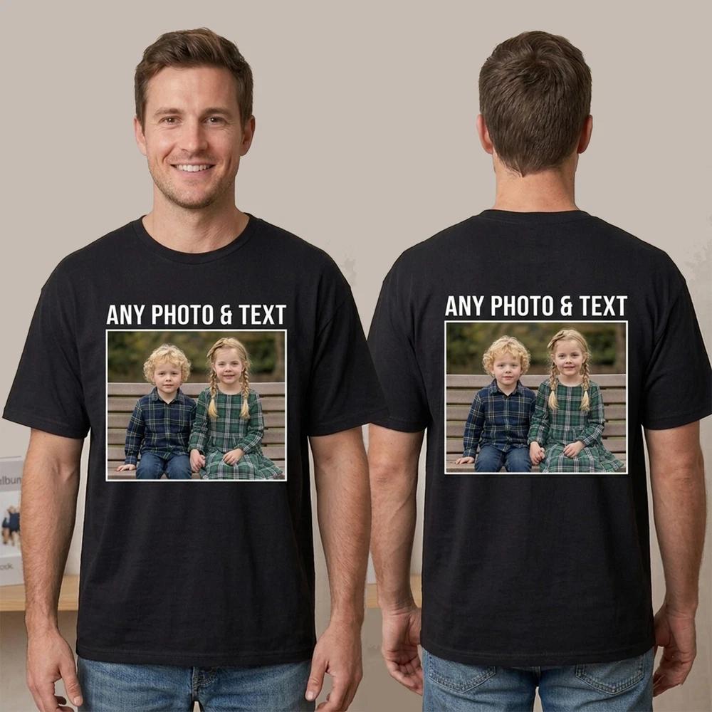 Personalised Photo T Shirt Custom Image Text Tee Family Photo Gift Idea 2XL