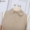 ZANZEA Women Elegant Doll Collar Summer Casual Sleeveless Dress
