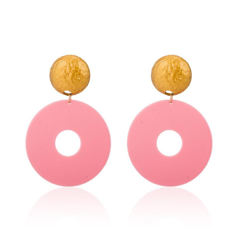 Chic Colorful Geometric Resin Circle Earrings For Women Trendy And Elegant Style