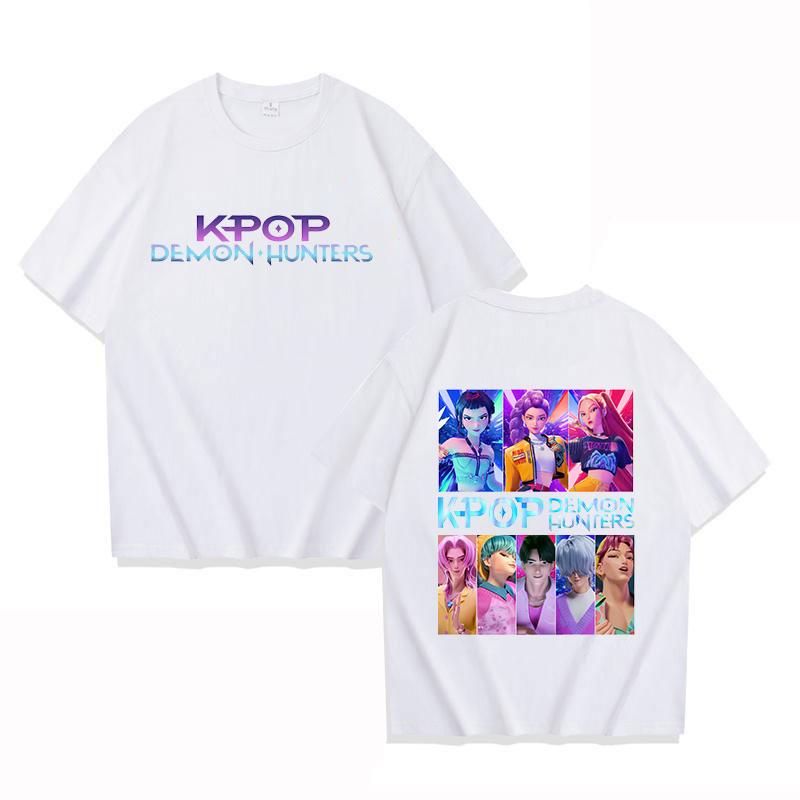 New K-Pop Demon Hunters Print T-shirts Women Men Summer Cool Short Sleeve Female Casual T-shirts Round Neck Tops