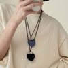 Retro Style Natural Fiber Cord Heart Charm Necklace Sophisticated Twine Chain Feminine Sweater Chain Accessory