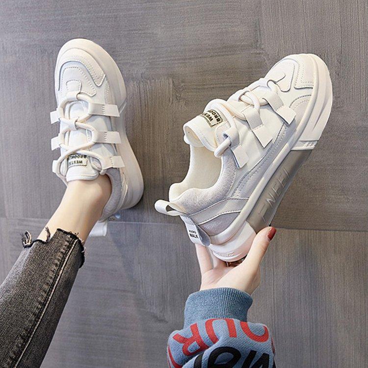 White Shoes Women's  New Platform Soft Bottom Color Matching Women's Shoes Fashion Design Middle School Student Sports Casual Shoes Women