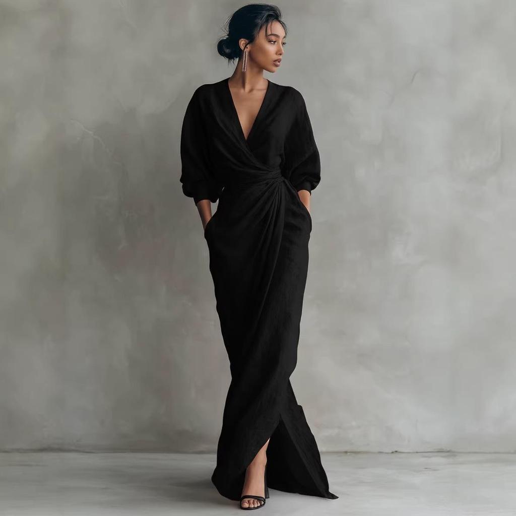 Dames V-hals Taille-cinching Jurk - Lente Zomer Vakantiestijl