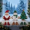 Durable Wooden Xmas Crafts 3Pcs 2D Christmas Hanging Ornaments, Cartoon Santa Snowman Tree Figurines Holiday Decorations for Home with Leg Design,