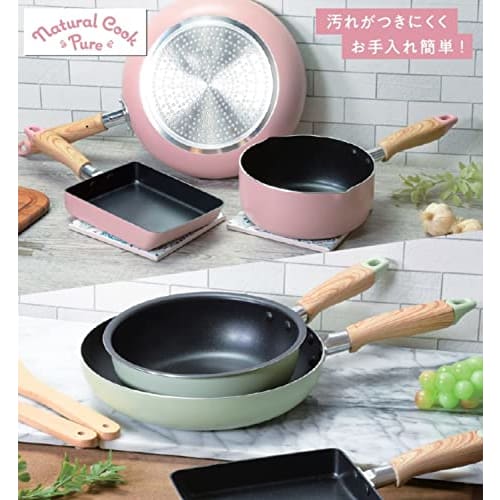 Pearl Metal HB-6659 18cm Yuhira Pan, Induction Compatible, All Heat Sources Compatible, Non-stick Coating, Pink, Natural Cook Pure
