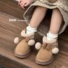 Girls Winter Snow Boots Kids Warm Thick Faux Suede Ankle With Fluffy Pom Non-Slip Sole Ages 1-16