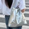 Y2K Drawstring Bow Bag: Soft Leather, Large Capacity, Cute Versatile Shoulder Commuter Bag (2025)