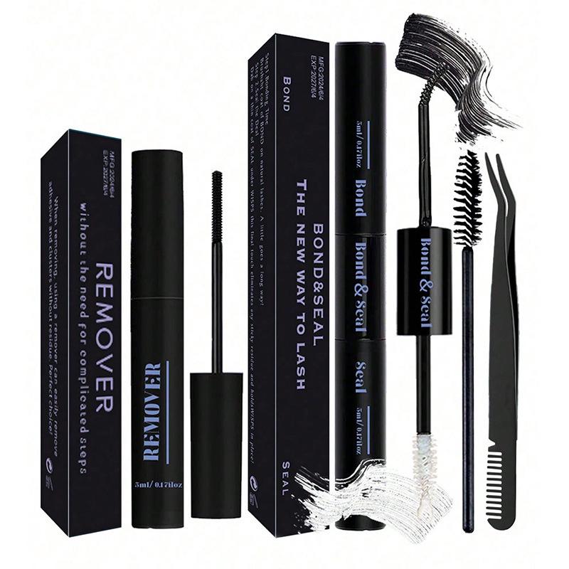 

Набор из 4 предметов для склеивания и закрепления ресниц: Средство для снятия клея для пучков и лент, Керлер для ресниц, Контурирование, Портативный чёрный