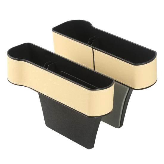 Car Seat Gap Filler Organizer Faux Leather Storage Box with Phone Slot Sunglasses Compartment RFID Protection Non-Slip Silicone Universal Car