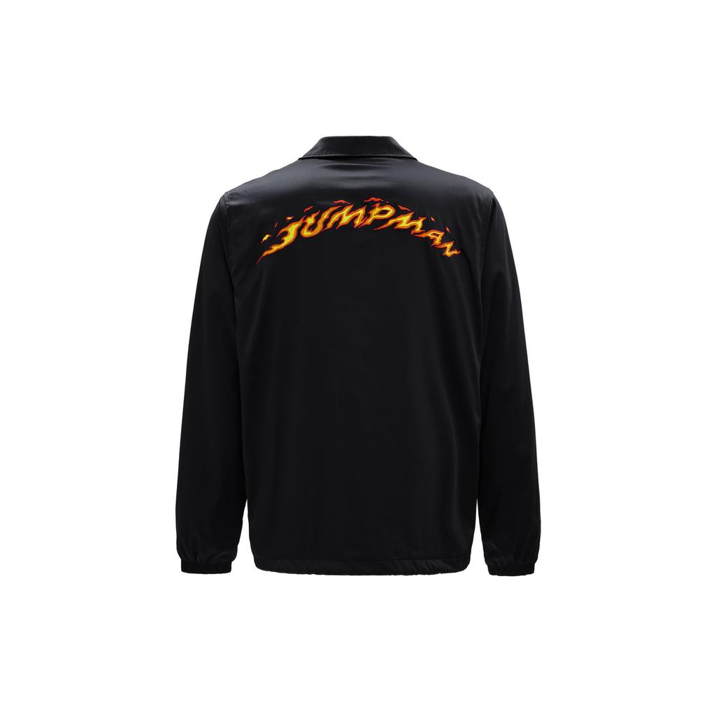 Jordan Flame Pattern Embroidered Loose Long Sleeve Jacket Men Outerwear Black FJ7709-010