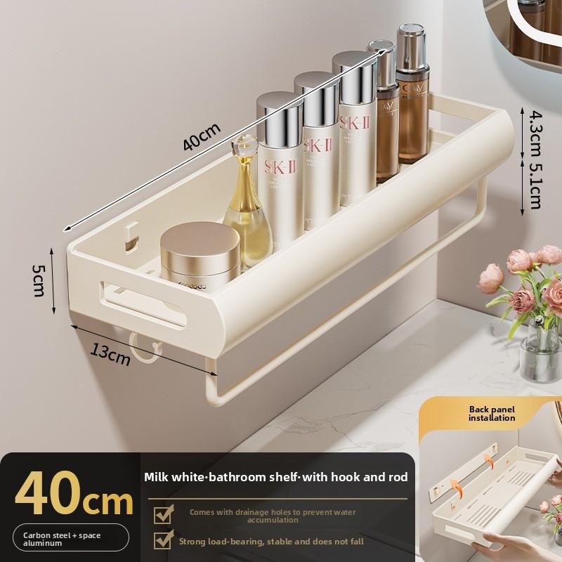 Moderne Stahl-Badezimmer-Wandregal mit abnehmbaren Haken für Dusch- und Toilettenaufbewahrung