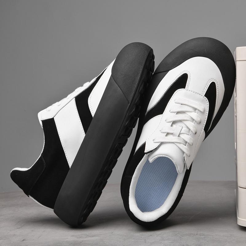 Personlighetsdesignade Casual Skor för Män Gångskor Mångsidiga Äkta Läder Man Sneakers Tjock Sula Vulkaniserade Skor