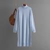 Women's Clothing, New Casual Solid Color Turtleneck Knitted Sweater Slit Primer Dress In Autumn and Winter