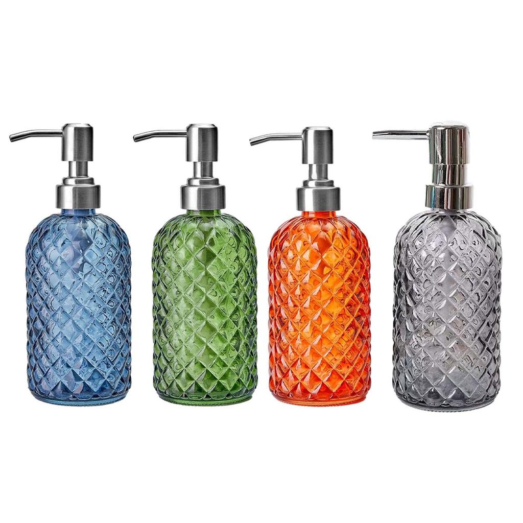 Glass Soap Dispenser Lotion Dispensers Delicate Body Wash Dispenser with Rustproof Stainless Steel Pump for Kitchen Bathroom
