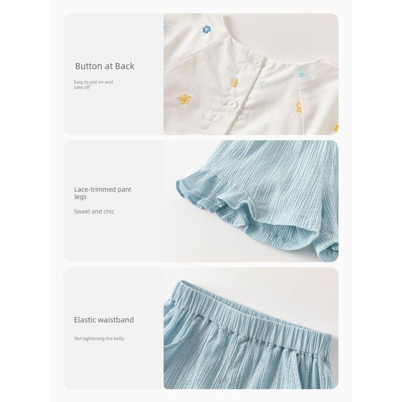 David Bella Girls' Shorts Set Baby Short-Sleeved Tops and Pants Stylish Summer Clothes Girls New Children's Clothing